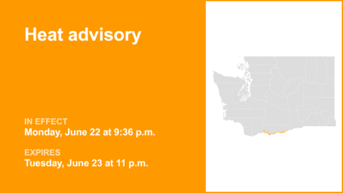 UPDATE: Heat advisory affecting Eastern Columbia River Gorge of Washington until Tuesday night 