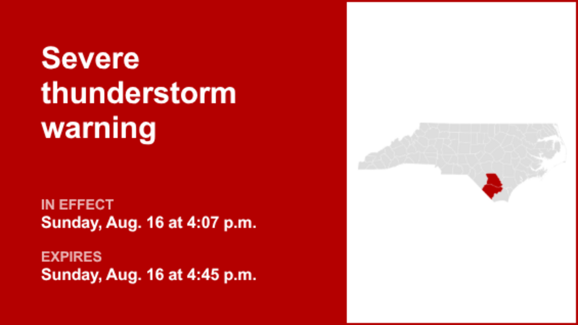UPDATE: The current severe thunderstorm warning will expire at 4:45 p.m. 