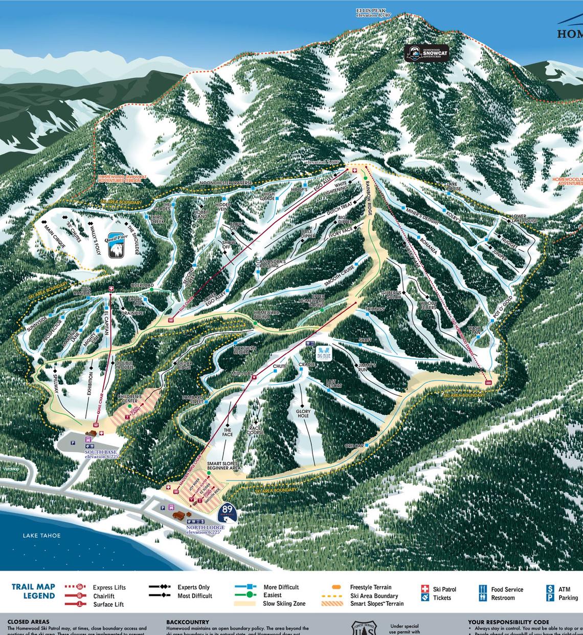  Homewood trail map. The Madden triple runs from the North Lodge to mid-mountain. A new gondola will replace it next ski season. 