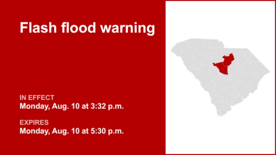 Flash flood warning affecting Kershaw and Richland counties early Monday evening 