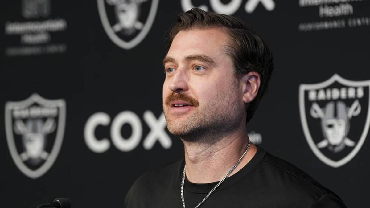  May 28, 2026; Henderson, NV, USA; Las Vegas Raiders offensive coordinator Andrew Janocko speaks during a news conference during organized team activities at Intermountain Health Performance Center. Mandatory Credit: Candice Ward-Imagn Images | Candice Ward-Imagn Images 