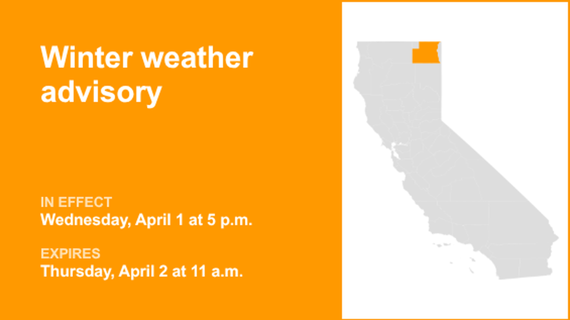 UPDATE: Winter weather advisory issued for Modoc County until Thursday midday 