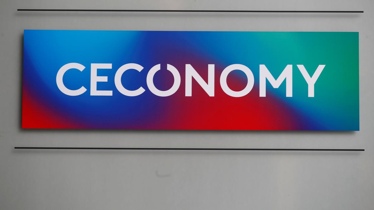 The logo of Ceconomy AG is pictured at the company's headquarters in Duesseldorf, Germany, August 9, 2019. REUTERS/Wolfgang Rattay/File Photo