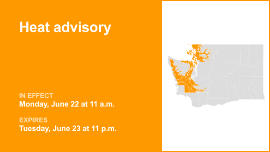 UPDATE: Western Washington under a heat advisory Monday and Tuesday 