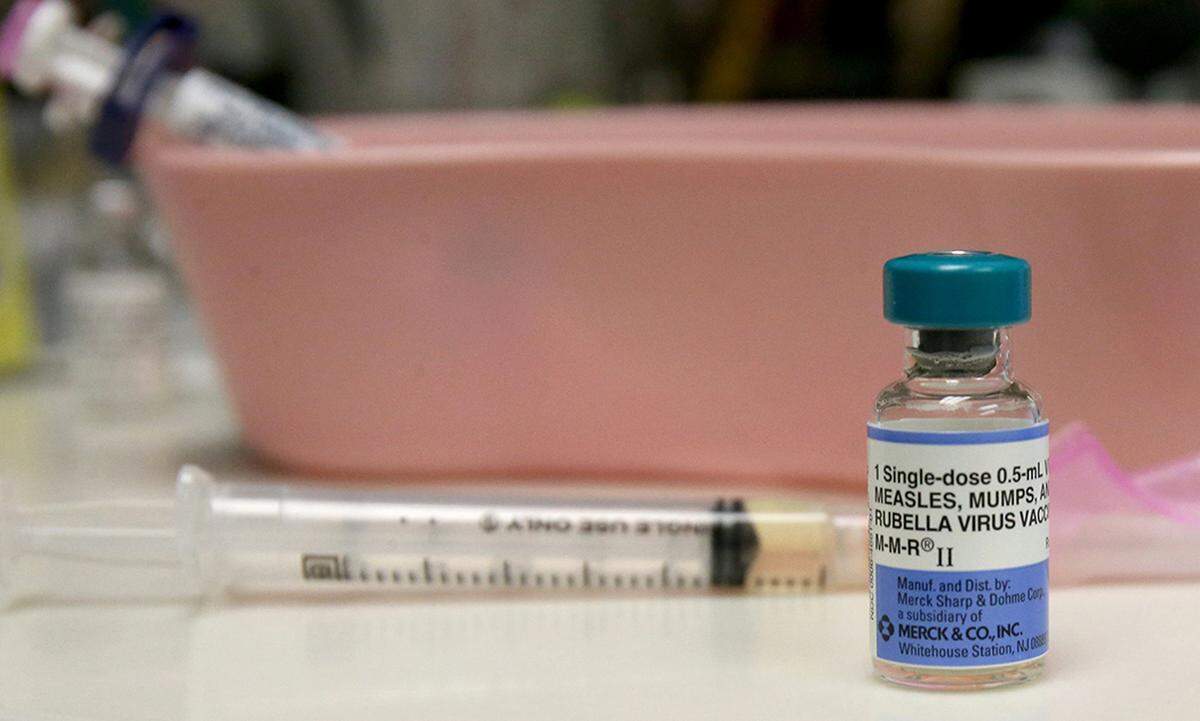 A measles, mumps and rubella virus vaccine is ready to be administered at Logan Square Health Center in Chicago on May 9, 2019.
