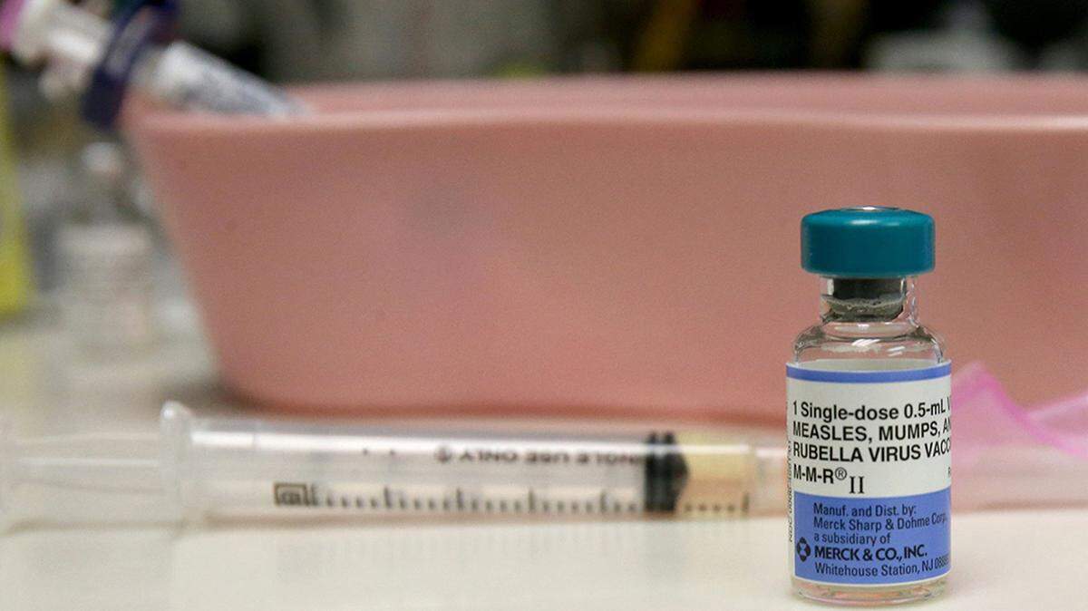 A measles, mumps and rubella virus vaccine is ready to be administered at Logan Square Health Center in Chicago on May 9, 2019.