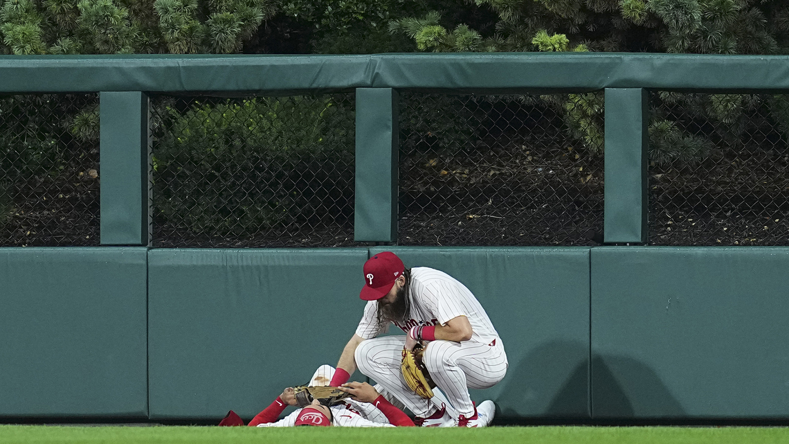 Derek Hill and Andrew Painter suffer injuries in Phillies' 10-4 loss to Nationals in 11 innings 