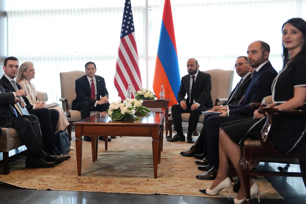 U.S. Secretary of State Marco Rubio meets with Armenia's Foreign Minister Ararat Mirzoyan in Yerevan, Armenia, May 26, 2026.  Julia Demaree Nikhinson/Pool via REUTERS