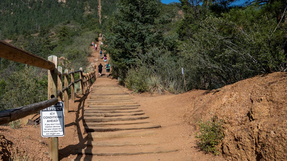 Hikers explore the Manitou Incline hike in Manitou Springs, Colorado on Sept. 15, 2020. (Dreamstime/TNS)