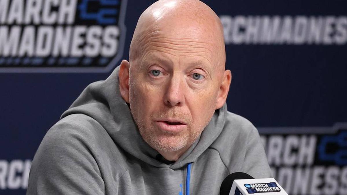  Mar 19, 2026; Philadelphia, PA, USA; UCLA Bruins head coach Mick Cronin speaks with the media before a practice session ahead of the first round of the men's 2026 NCAA Tournament at Xfinity Mobile Arena. Mandatory Credit: Bill Streicher-Imagn Images | Bill Streicher-Imagn Images 