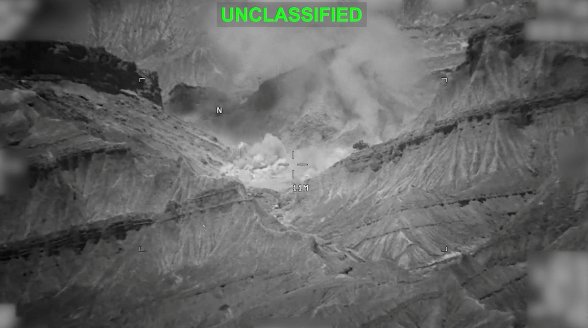 Smoke rises from an explosion at an unknown location, during what U.S. Central Command (CENTCOM) says are strikes on Iran, in this screen grab taken from a handout video released on July 18, 2026. U.S. Central Command/Handout via REUTERS