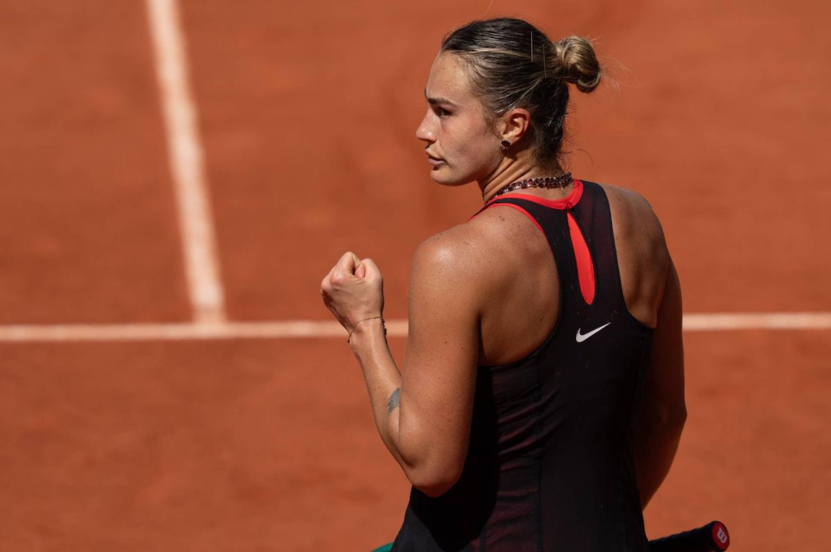  May 30, 2026; Paris, France; Aryna Sabalenka wins her match against Daria Kasatkina of Australia on day seven at Stade Roland Garros. Mandatory Credit: Susan Mullane-Imagn Images 