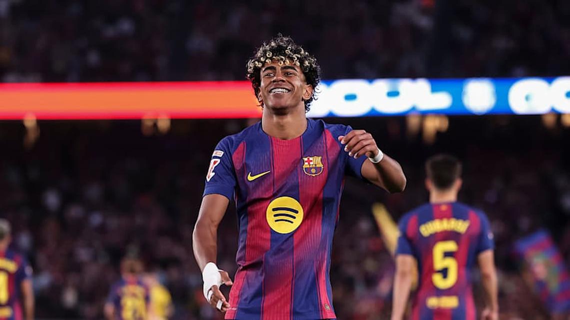  Lamine Yamal leads Barcelona in goals and assists in La Liga this season. | Javier Borrego/Europa Press/Getty Images 