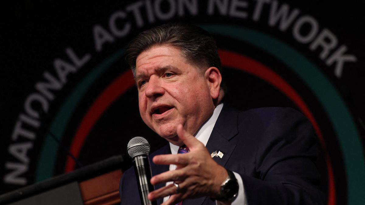 Illinois Governor JB Pritzker speaks during the National Action Network (NAN) National Convention in New York City, U.S., April 9, 2026. REUTERS/Brendan McDermid