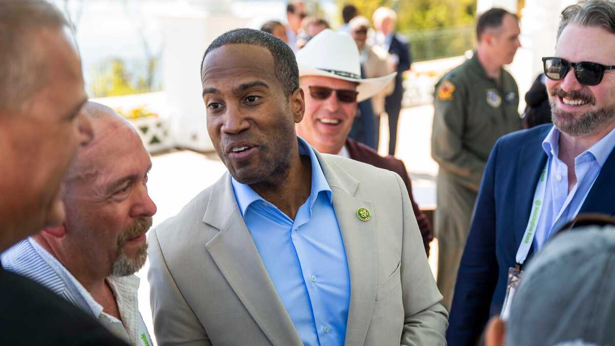 U.S. Rep. John James greets other attendees to the Mackinac Policy Conference on Wednesday, May 27, 2026, on Mackinac Island, Michigan. (Katy Kildee/The Detroit News/TNS)