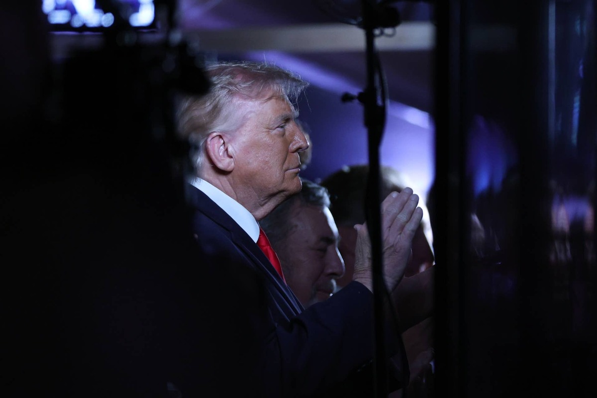  Jun 8, 2026; New York, New York, USA; United States president Donald Trump looks on before game three of the 2026 NBA Finals between the New York Knicks and the San Antonio Spurs at Madison Square Garden. Mandatory Credit: Vincent Carchietta-Imagn Images 