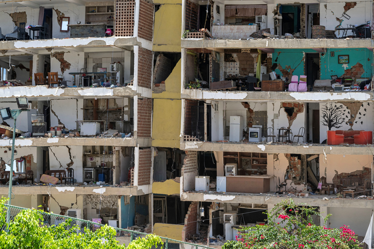 A damaged building in Playa Grande neighborhood, La Guaira state, Venezuela, on July 1, 2026, following the June 24 twin earthquakes. MIGUEL MEDINA/Pool via REUTERS