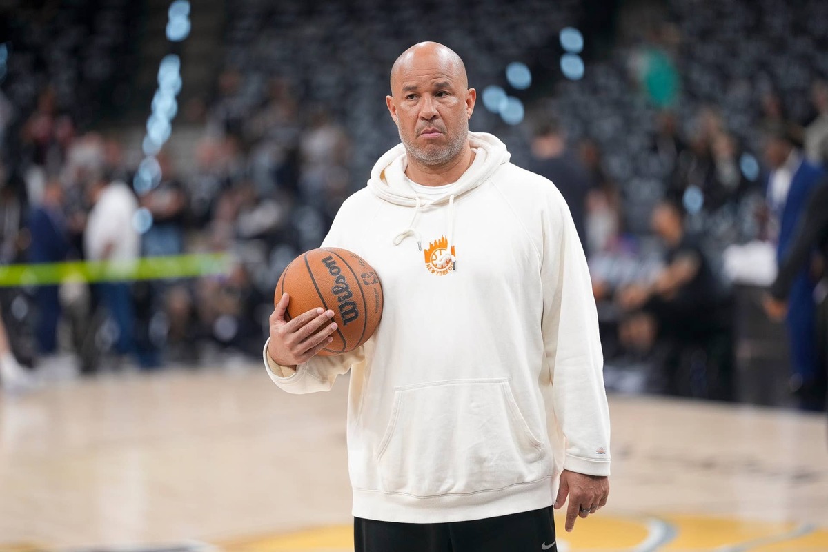  Jun 5, 2026; San Antonio, Texas, USA; New York Knicks assistant coach Rick Brunson looks on before the game between the San Antonio Spurs and the New York Knicks in game two of the 2026 NBA Finals at Frost Bank Center. Mandatory Credit: Scott Wachter-Imagn Images 
