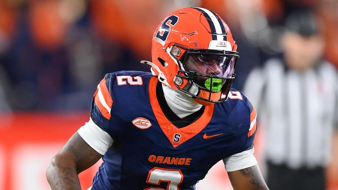  Nov 29, 2025; Syracuse, New York, USA; Syracuse Orange defensive back Duce Chestnut (2) during the second half against the Boston College Eagles at the JMA Wireless Dome. Mandatory Credit: Rich Barnes-Imagn Images | Rich Barnes-Imagn Images 