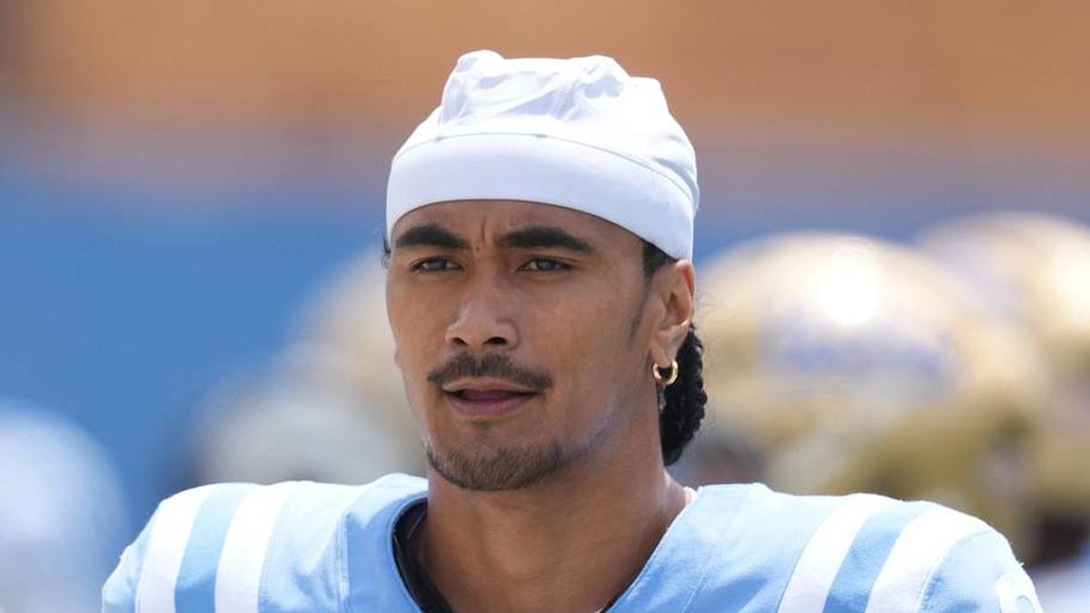  May 2, 2026; Pasadena, CA, USA; UCLA Bruins quarterback Nico Iamaleava (9) reacts during the spring game at Rose Bowl. Mandatory Credit: Kirby Lee-Imagn Images | Kirby Lee-Imagn Images 
