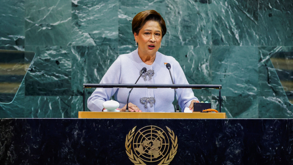 Prime Minister of Trinidad and Tobago Kamla Persad-Bissessar addresses the 80th United Nations General Assembly at U.N. headquarters in New York, U.S., September 26, 2025. REUTERS/Eduardo Munoz