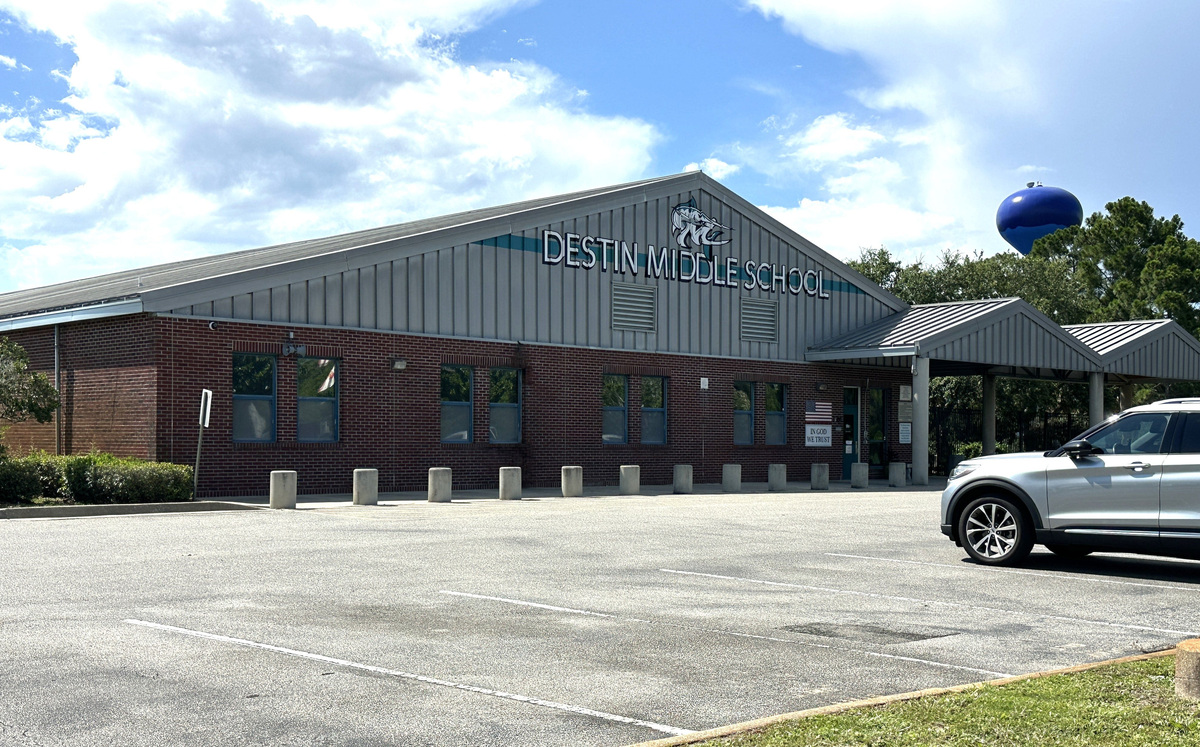 Destin Middle School, established in 1997, just recently had a new mural painted on the front of the building.
