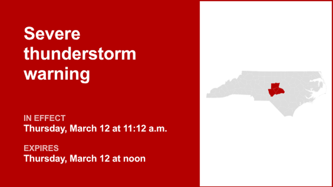 UPDATE: The current severe thunderstorm warning for the Piedmont region will expire at 12:45 p.m. 