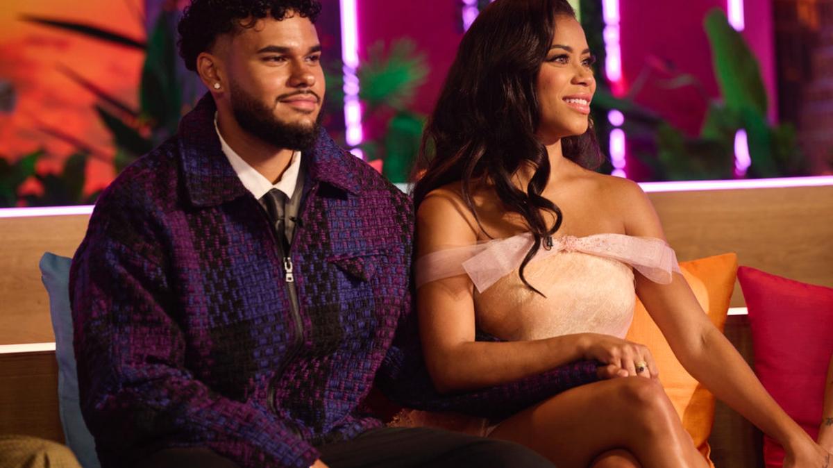 LOVE ISLAND USA -- "Reunion Special" Episode  -- Pictured: (l-r) Bryan Arenales, Amaya Espinal -- (Photo by: Jocelyn Prescod/PEACOCK)