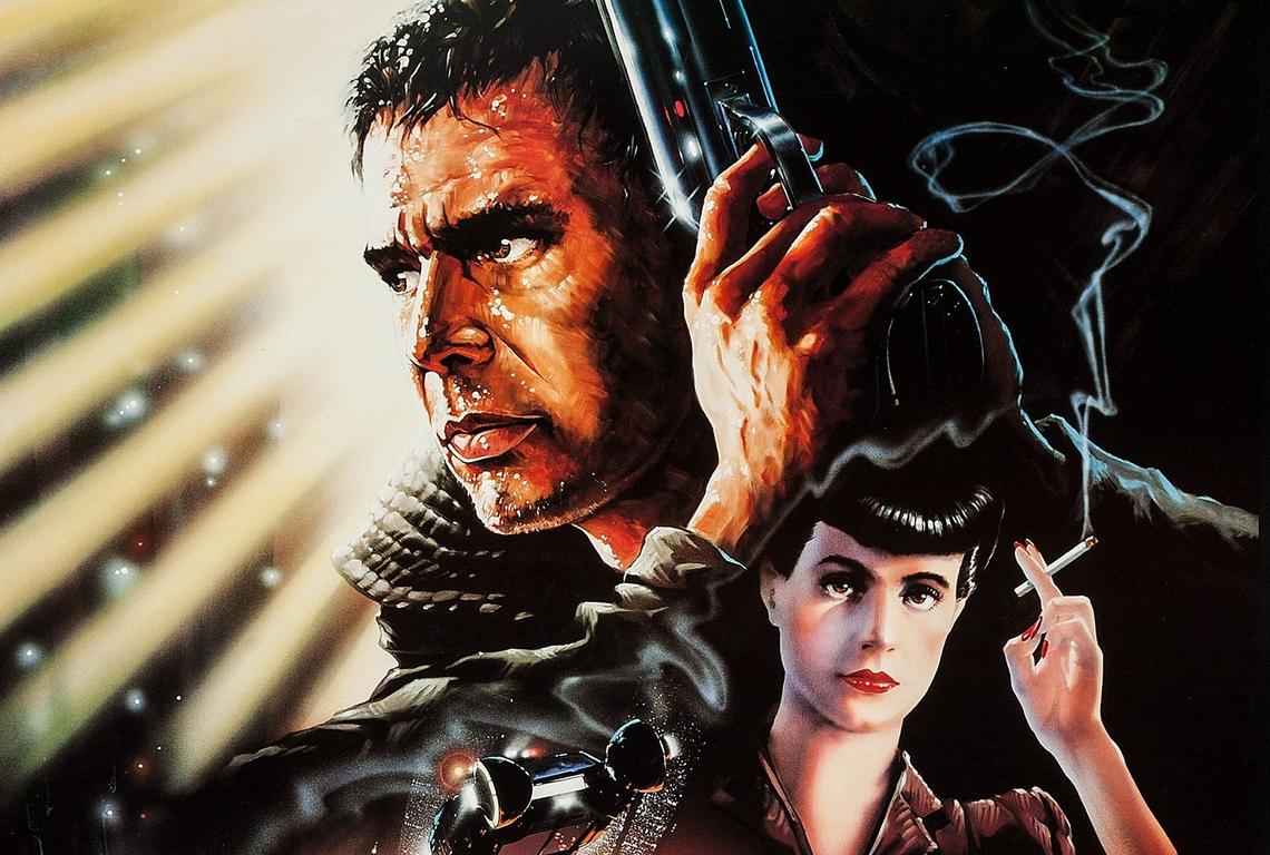 Harrison Ford and Sean Young in the illustrated poster for ‘Blade Runner’©Warner Bros. Pictures/courtesy Everett Collection