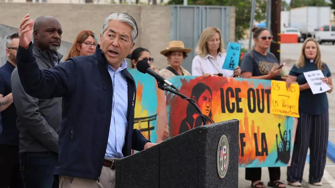 Activists celebrate as immigration agents depart Terminal Island. ‘The people kicked them out' 