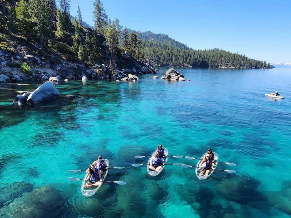  Kayaking in Lake Tahoe is a bucket-list item for your next girls' trip to Reno. Photo credit: Clearly Tahoe 