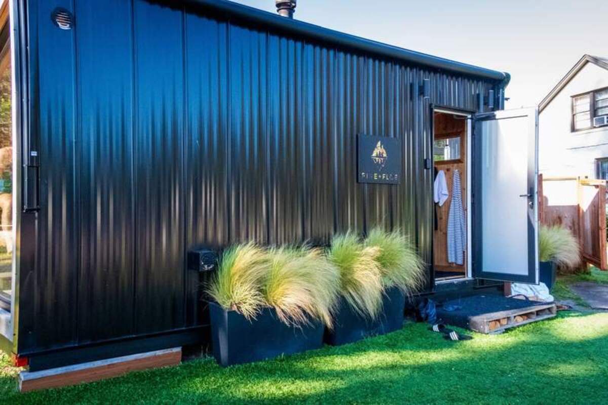  The cozy wood-fired sauna sits along the coast for an unforgettable wellness experience. Photo credit: June Russell-Chamberlin 