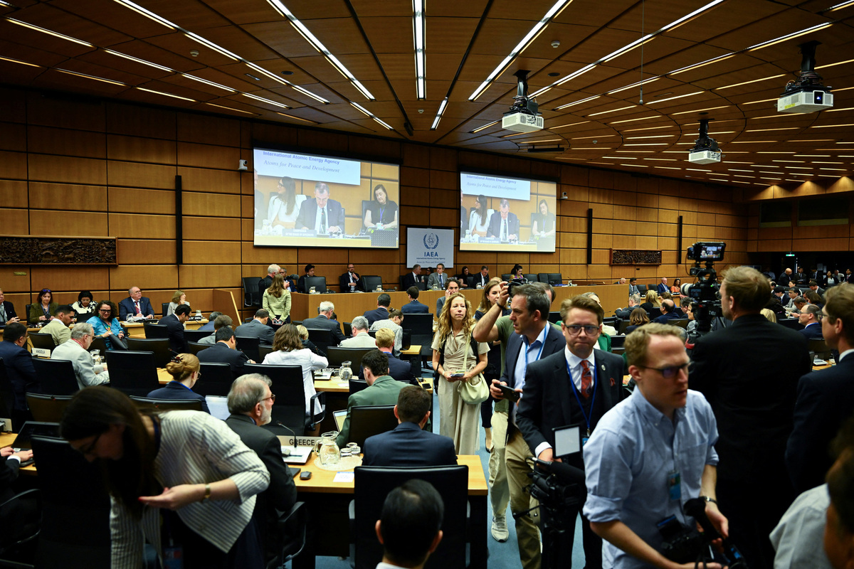 People arrive for the quarterly board of governors meeting at the IAEA headquarters in Vienna, Austria, June 8, 2026. REUTERS/Elisabeth Mandl