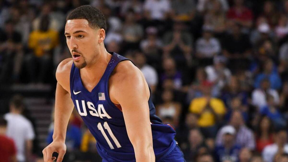  July 26, 2016; Oakland, CA, USA; USA guard Klay Thompson (11) dribbles the basketball against China in the first quarter during an exhibition basketball game at Oracle Arena. Mandatory Credit: Kyle Terada-USA TODAY Sports | IMAGN IMAGES via Reuters Connect 