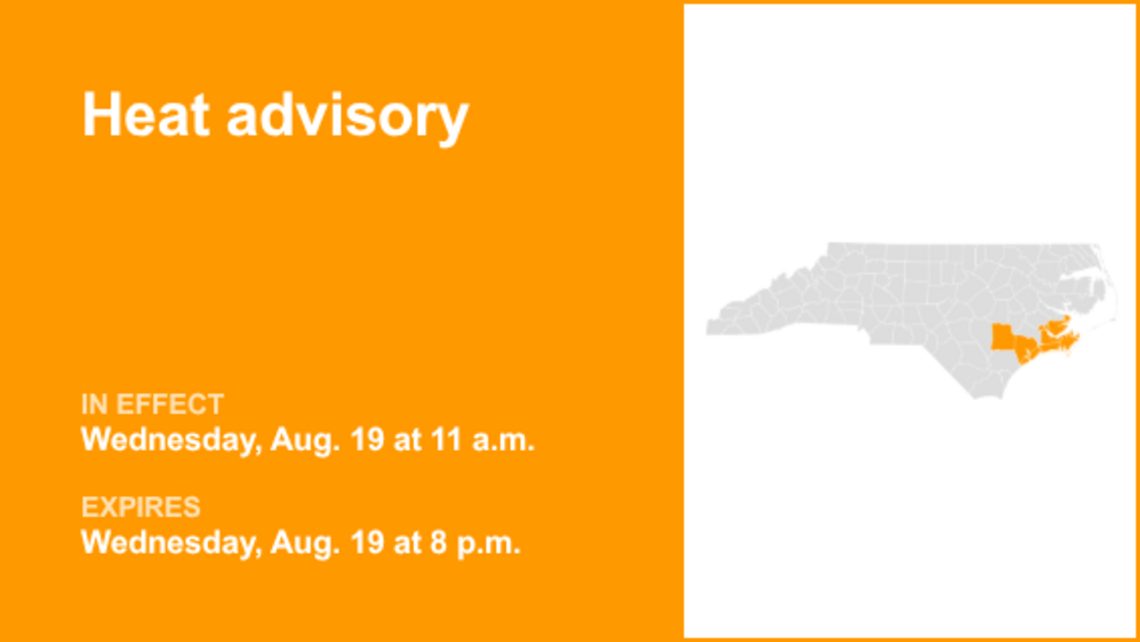 UPDATE: Heat advisory affecting Eastern North Carolina Wednesday 