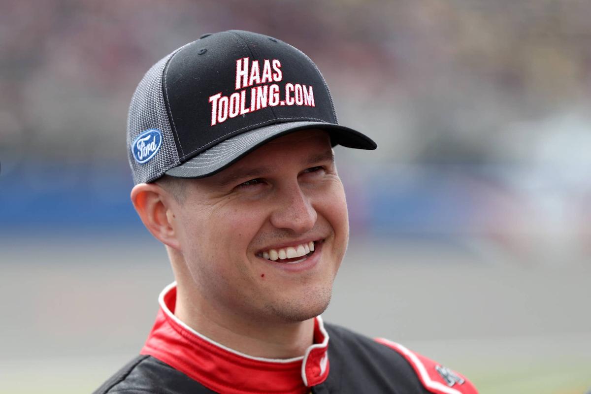  FONTANA, CALIFORNIA - FEBRUARY 26: Ryan Preece, driver of the #41 HaasTooling.com Ford, waits on the grid prior to the NASCAR Cup Series Pala Casino 400 at Auto Club Speedway on February 26, 2023 in Fontana, California. (Photo by Meg Oliphant/Getty Images) 