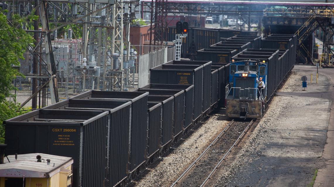 Railroad cars move through the U.S. Steel Mon Valley Works Clairton Plant in Clairton, Pennsylvania, on June 4, 2024. (Rebecca Droke/AFP/Getty Images/TNS)