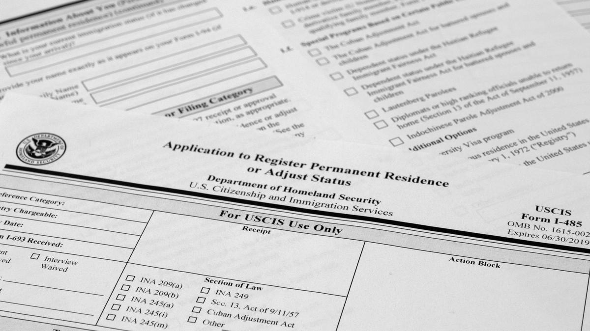 Permanent Residence Application. The Application to Register Permanent Residence or Adjust Status, Department of Homeland Security, U.S, Citizenship and Immigration Services Form I-485
