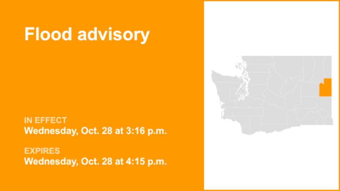 Flood advisory for Spokane County early Wednesday evening triggered by excessive rainfall 
