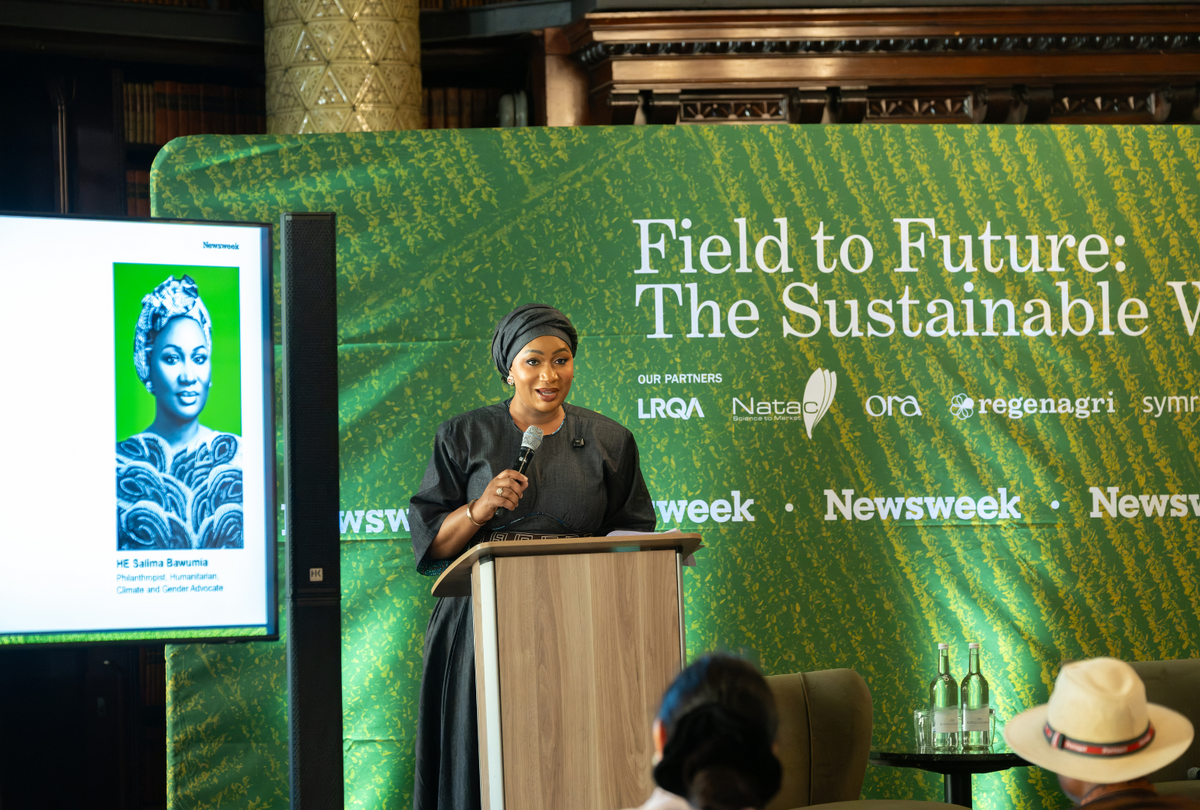  HE Samira Bawumia addresses the crowd at Newsweek’s Field to Future: The Sustainable Wellness Summit 2026. 