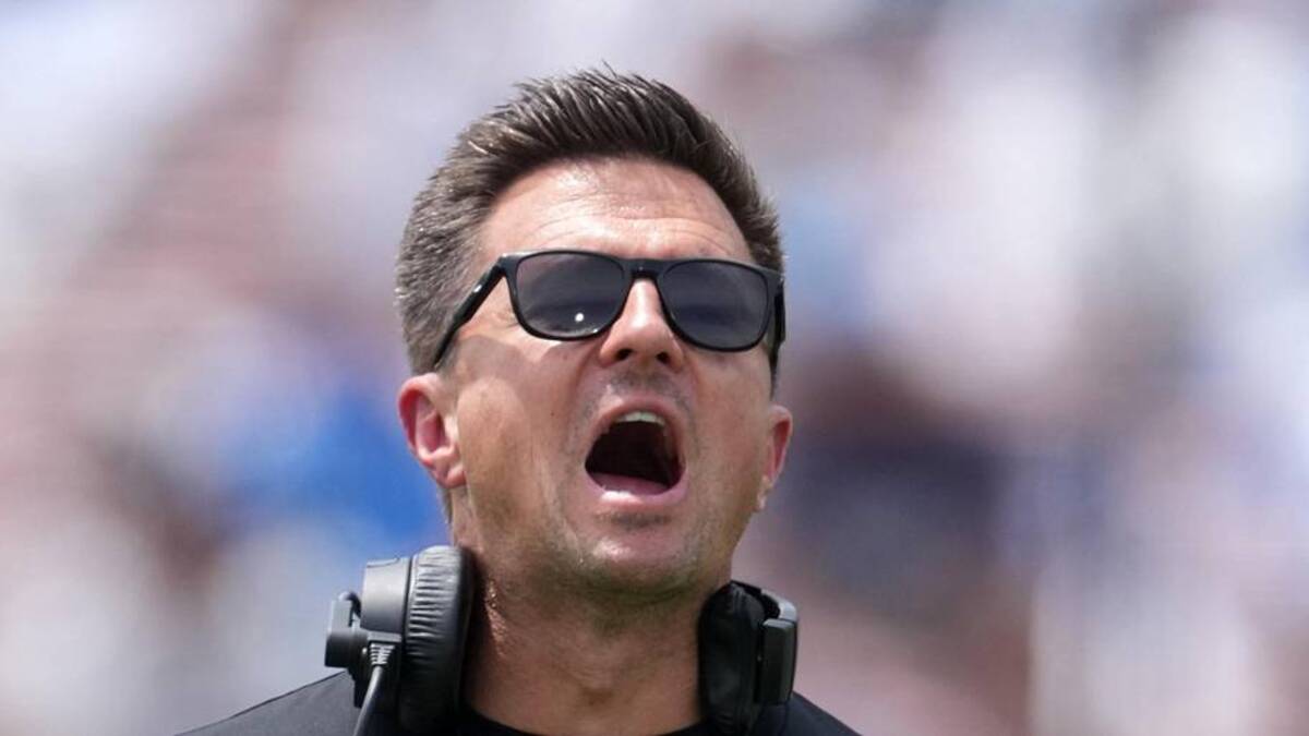  May 2, 2026; Pasadena, CA, USA; UCLA Bruins coach Bob Chesney reacts during the spring game at Rose Bowl. Mandatory Credit: Kirby Lee-Imagn Images | Kirby Lee-Imagn Images 