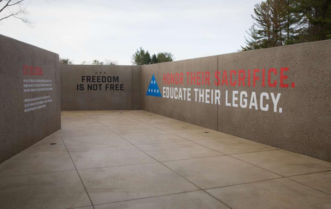 The Folds of Honor mantra, “Honor their sacrifice; Educate their legacy,” welcomes visitors to the Memorial Wall.