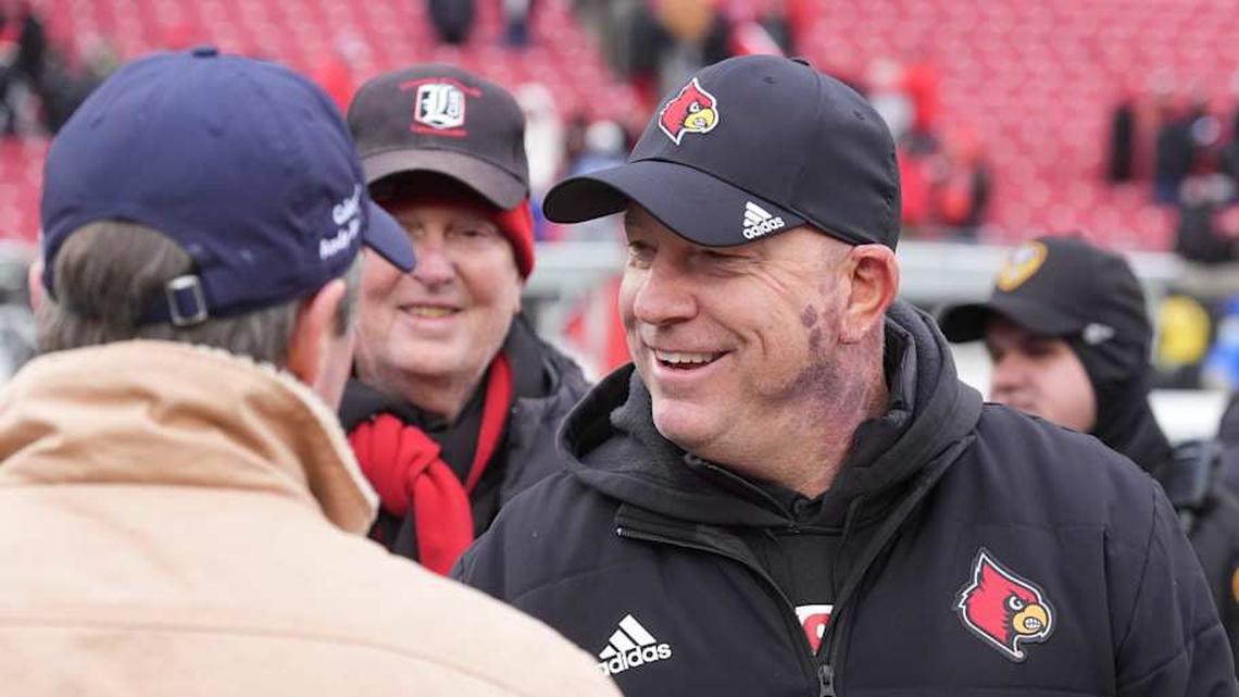  Jeff Brohm is staying at his alma mater Louisville after being connected to job openings in the offseason. | Scott Utterback/Courier Journal / USA TODAY NETWORK via Imagn Images 
