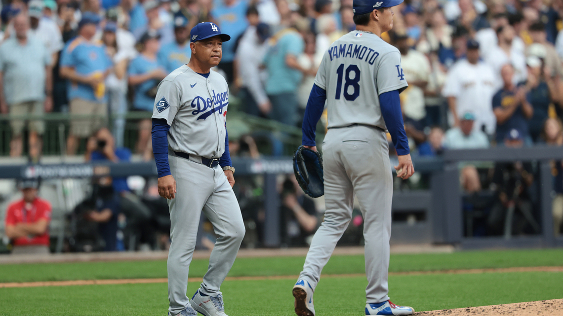 Yoshinobu Yamamoto chased early, Dodgers fall into two-game hole after Game 2 NLCS loss to Brewers 
