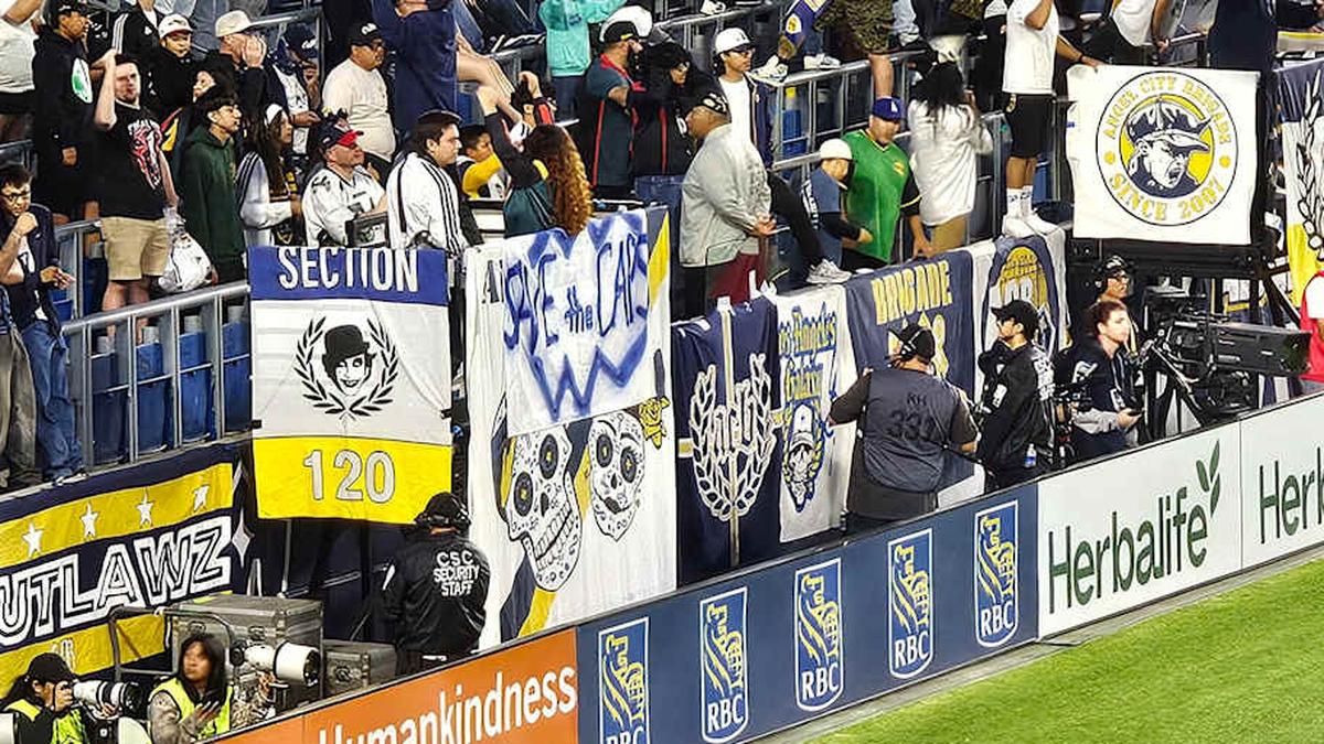  Save The Caps posters were visible in the LA Galaxy supporters section. | Edgar Zuniga/Submitted 