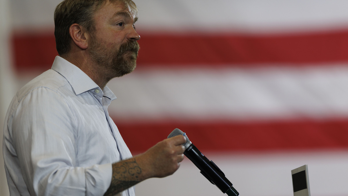 Graham Platner Maine Senate race. Graham Platner speaks in at a primary election event in Blue Hill, Maine on June 9, 2026.