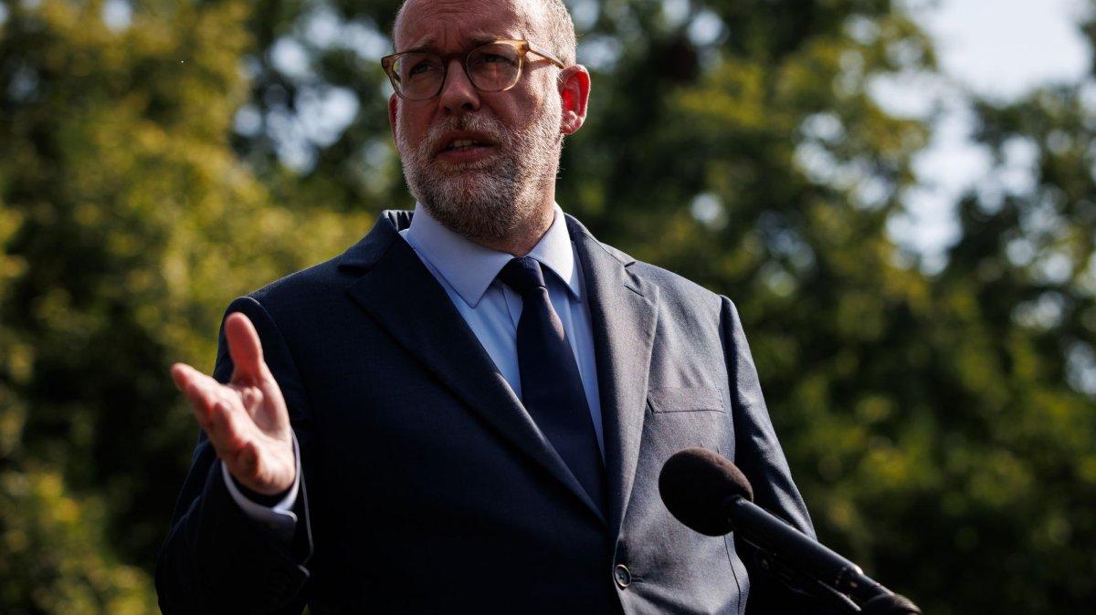Russell Vought, director of the Office of Personnel Management, speaks to reporters in July. His office is proposing forcing all federal employees to sign a non-disclosure agreement. File Photo by Samuel Corum/UPI