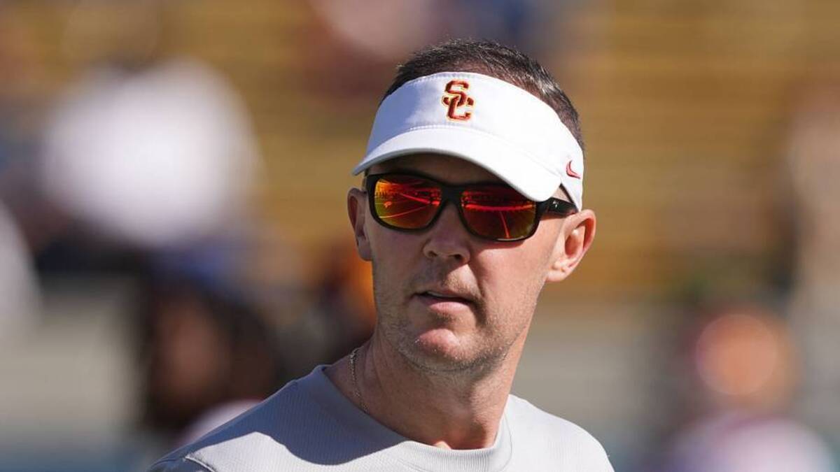  Oct 28, 2023; Berkeley, California, USA; USC Trojans head coach Lincoln Riley before the game against the California Golden Bears at California Memorial Stadium. Mandatory Credit: Darren Yamashita-USA TODAY Sports | USA TODAY Sports via Reuters Connect 