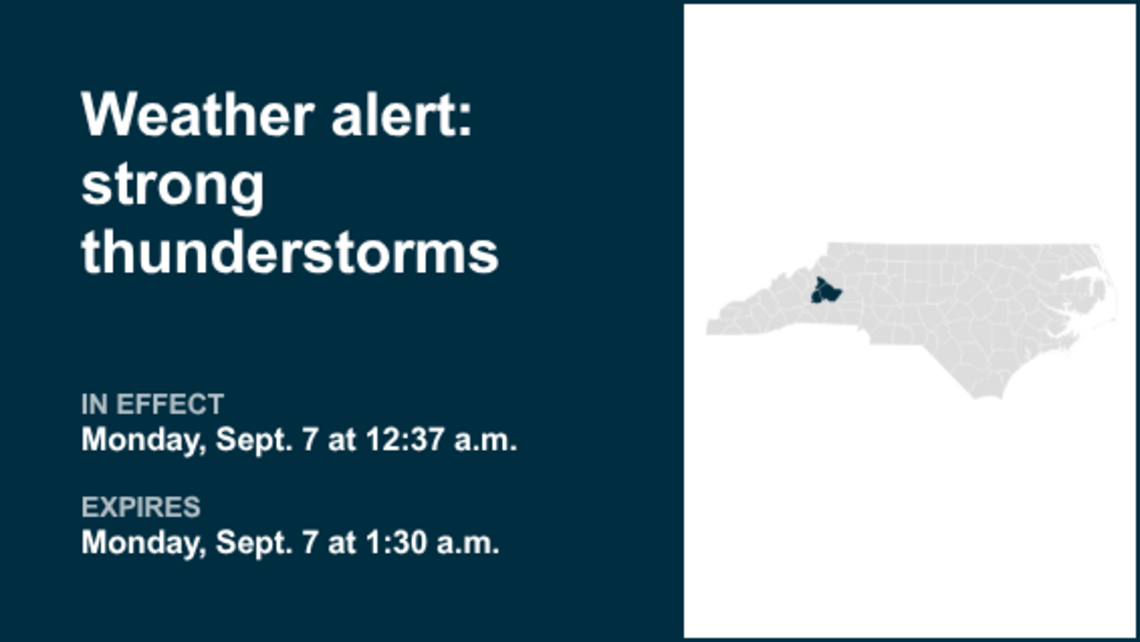 Weather alert active for Western North Carolina until 1 a.m. Monday, says the NWS 