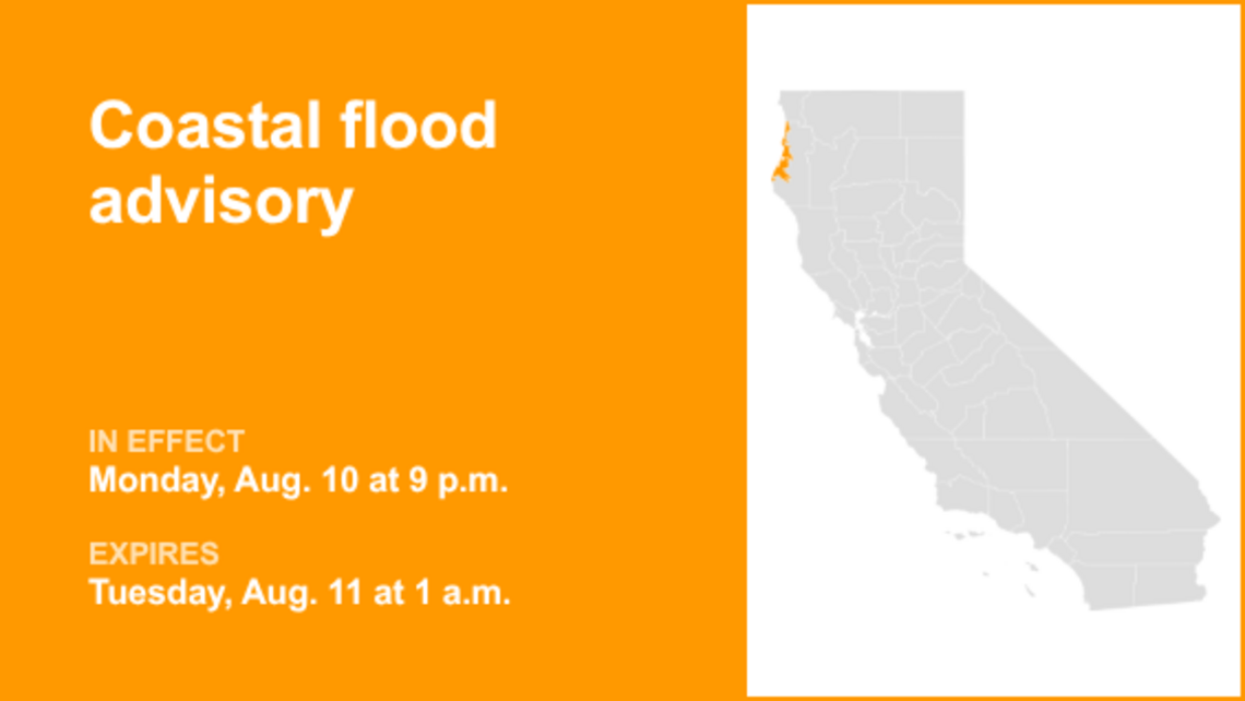 UPDATE: Coastal flood advisory affecting Northern Coastal Humboldt until 1 a.m. Tuesday 
